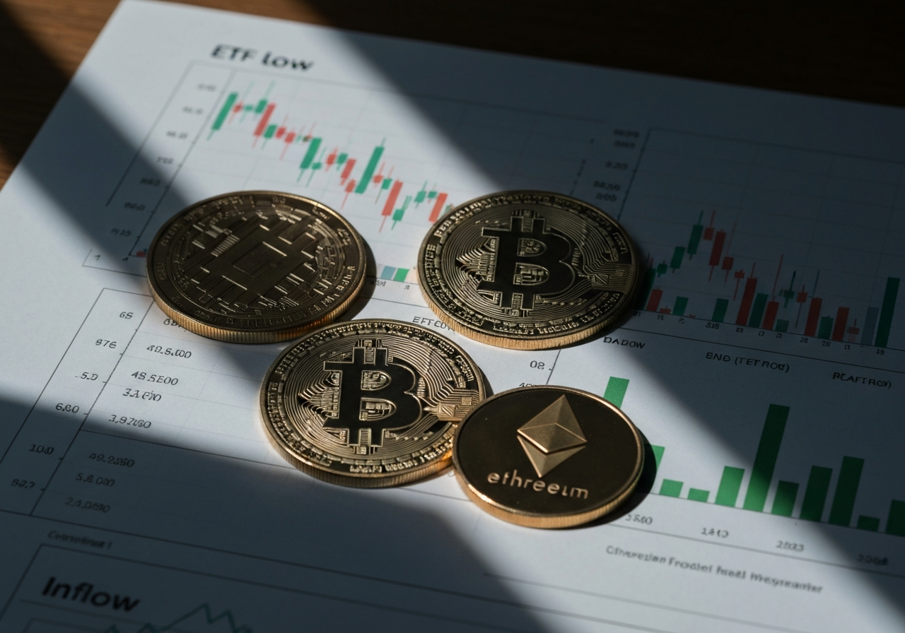 美國現貨比特幣(BTC)、以太幣(ETH) ETF 資金持續淨流出：機構防禦不變、週後段出現反彈訊號